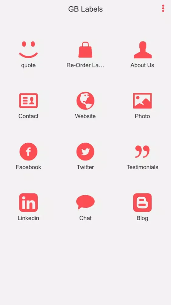 Ảnh chụp màn hình của GB Labels App