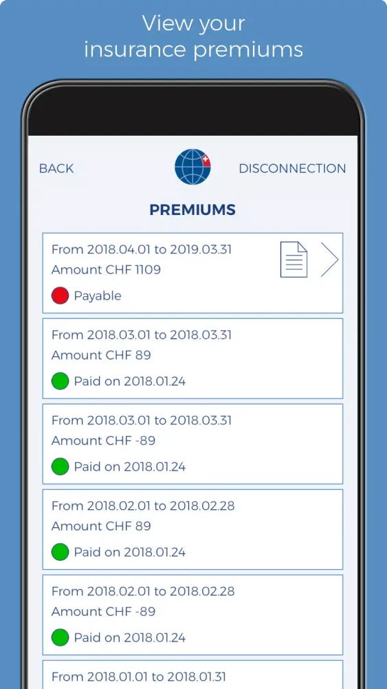 Advisor Swiss Insurance Screenshots