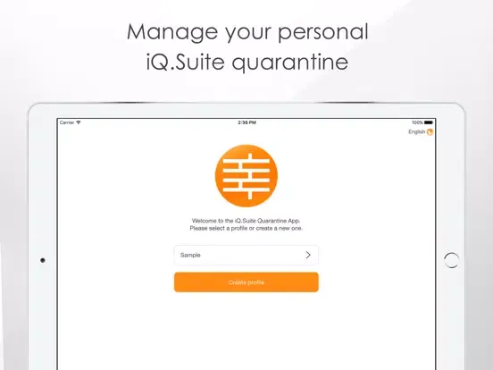 Tangkapan skrin iQ.Suite Quarantine iPad 
