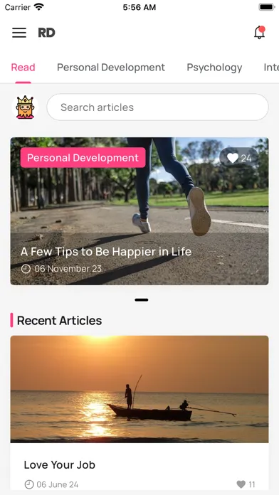 ภาพหน้าจอของ Self Development Articles - RD