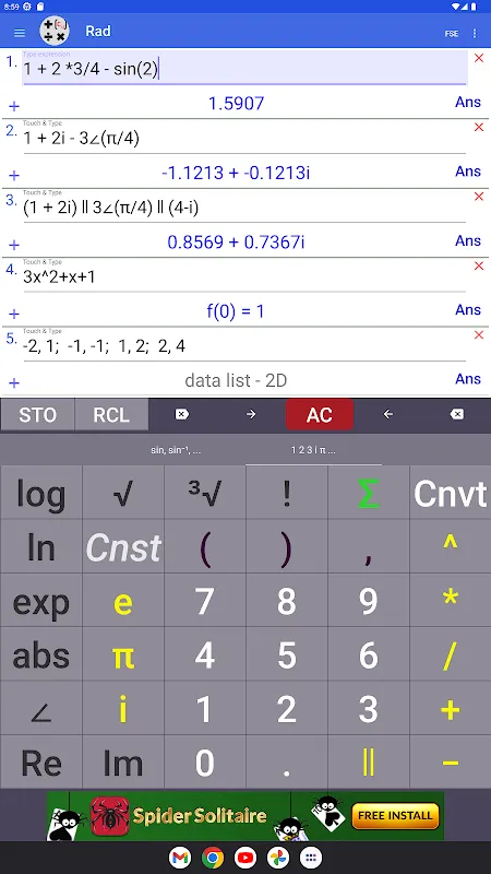 Screenshot di Complex Number Calculator