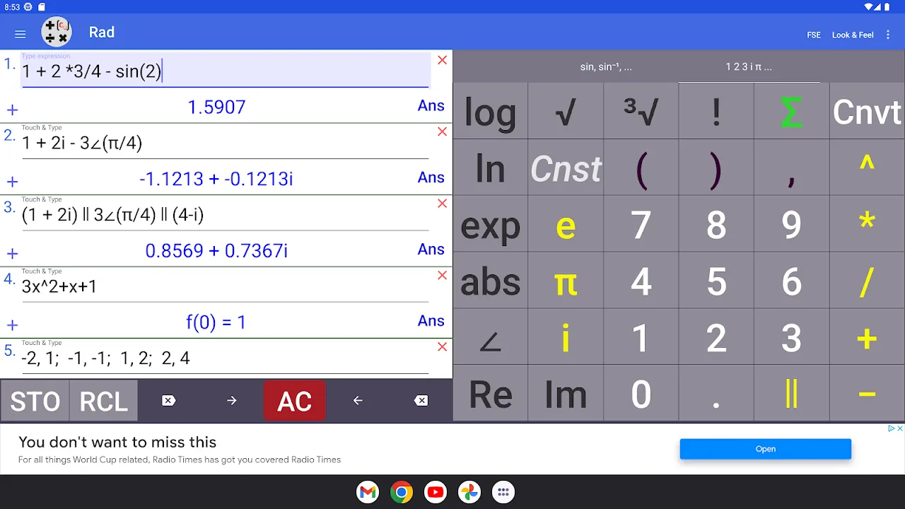 Screenshot di Complex Number Calculator