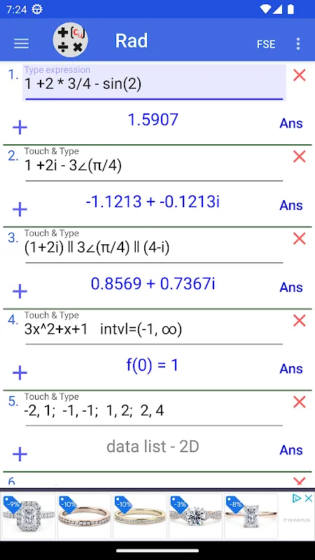 Screenshot di Complex Number Calculator