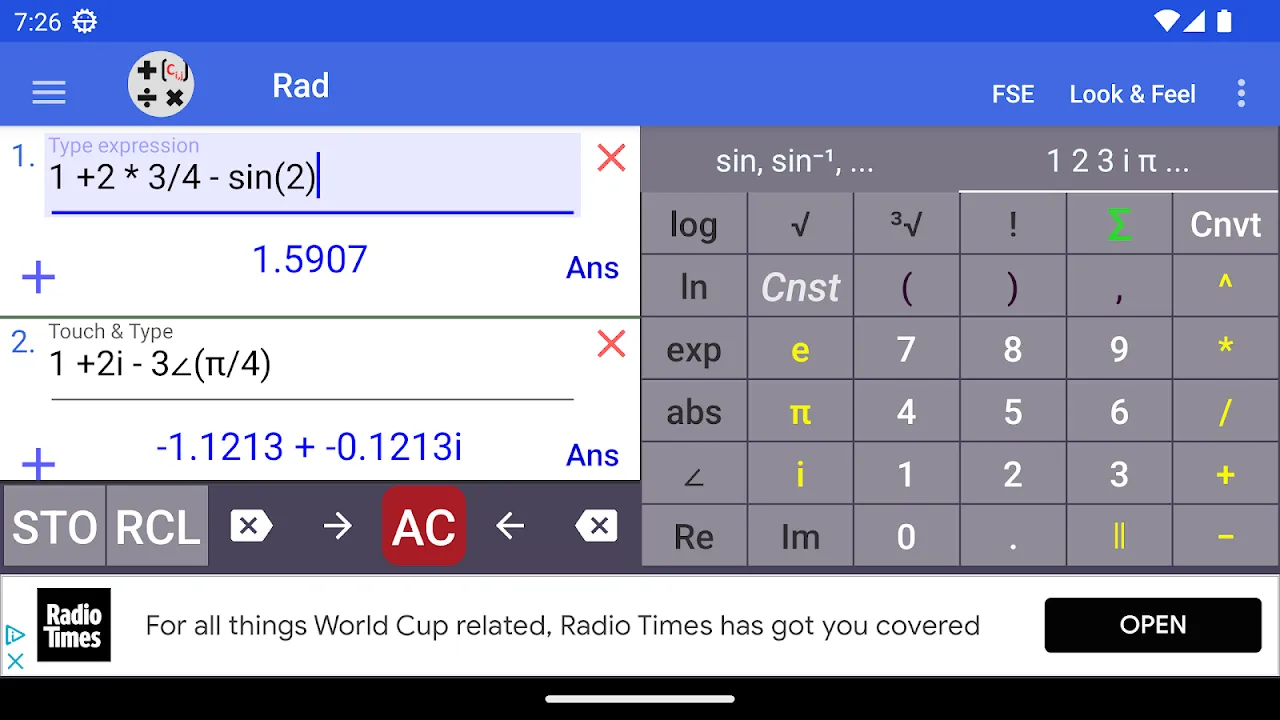 Screenshot di Complex Number Calculator