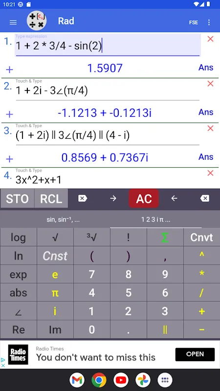 Screenshot di Complex Number Calculator