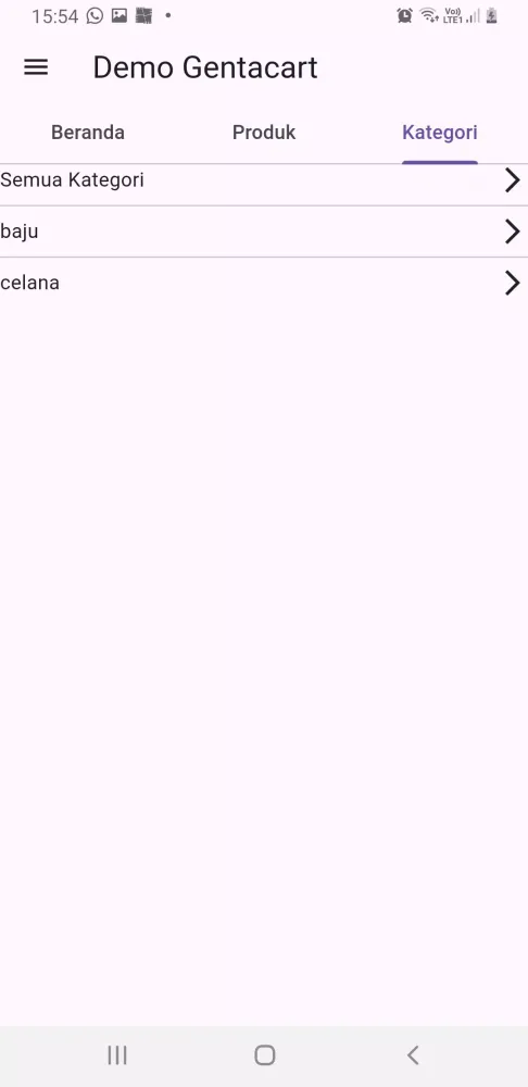 Capturas de pantalla de Demo Aplikasi Gentacart