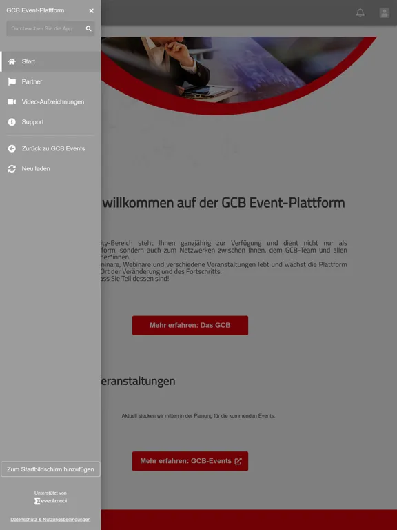 Zrzuty ekranu GCB Events iPad 