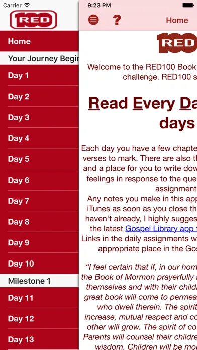 RED100 BoM Reading Challenge Screenshots