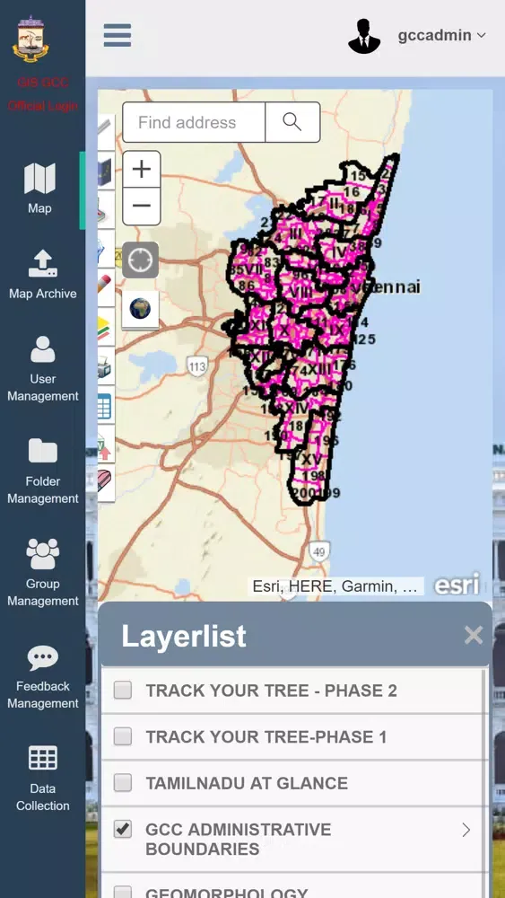 Screenshot di GIS GCC