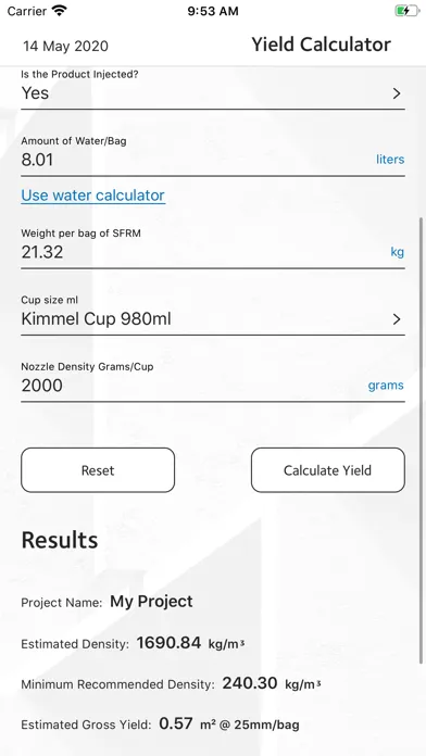 Скриншоты Monokote® Yield Calc