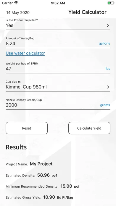 Скриншоты Monokote® Yield Calc