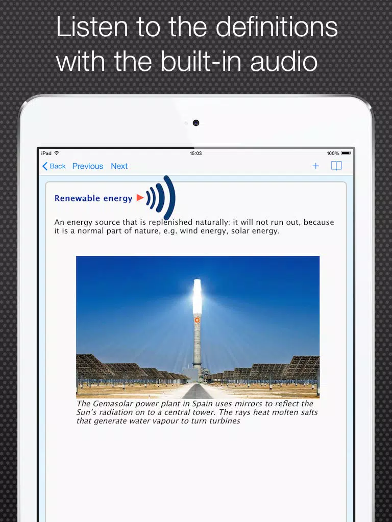 Capturas de tela do School Science Glossary Lite iPad 
