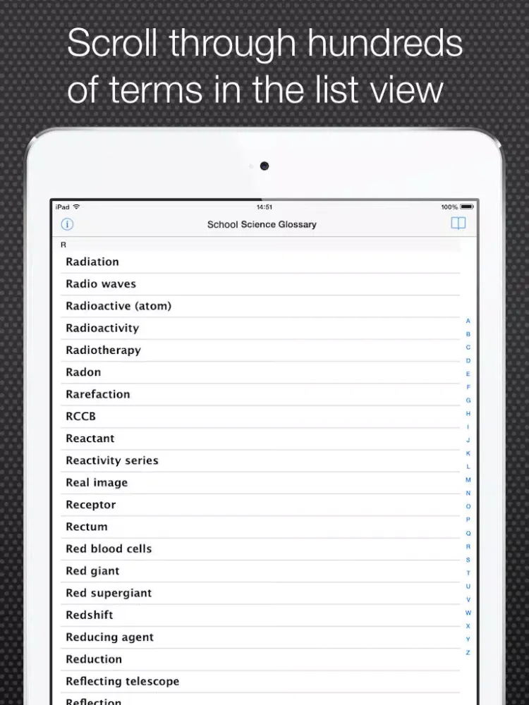 Tangkapan layar School Science Glossary Lite iPad 