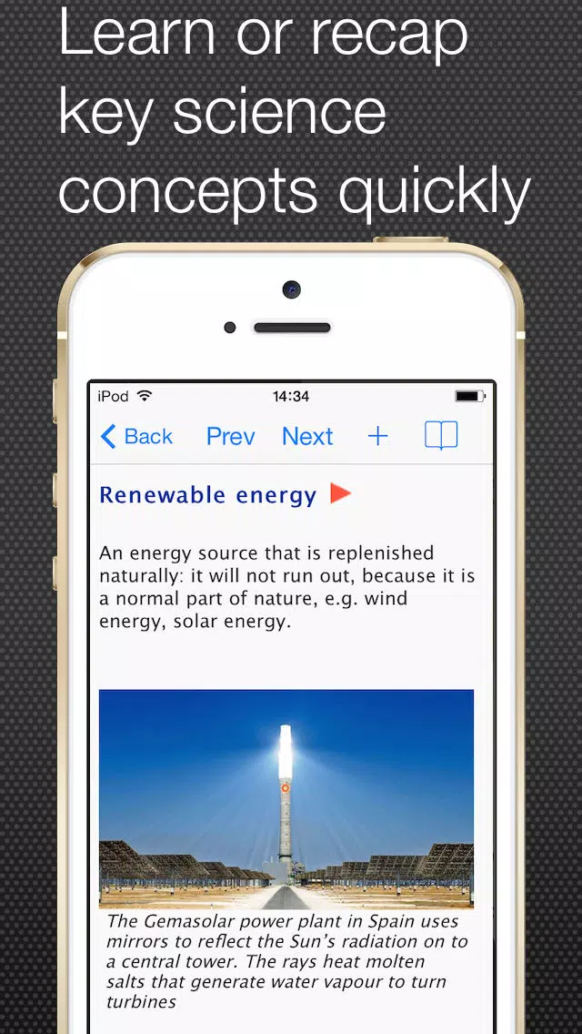 Capturas de tela do School Science Glossary Lite