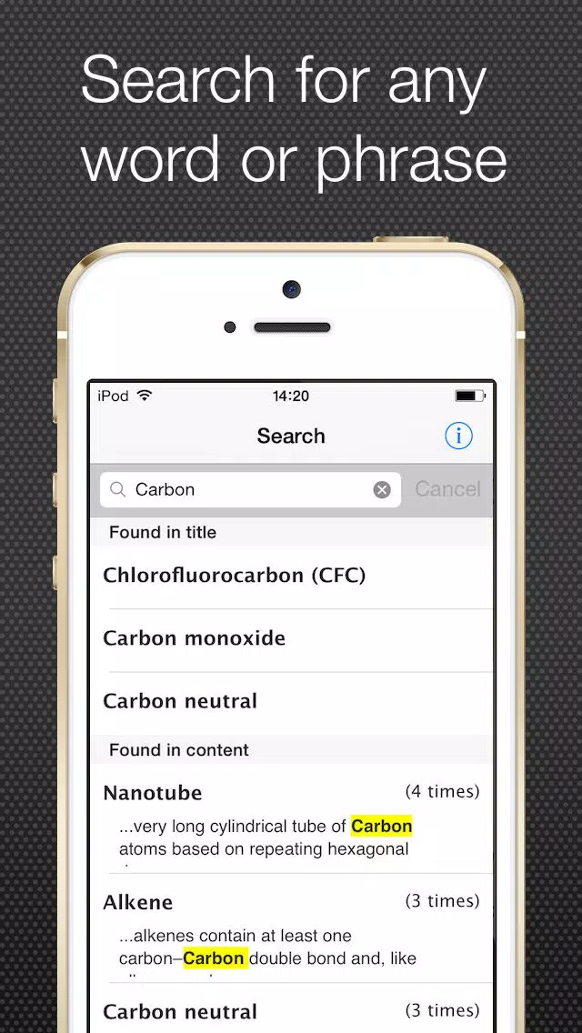 Capturas de tela do School Science Glossary Lite