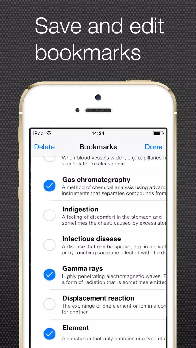 Capturas de tela do School Science Glossary Lite
