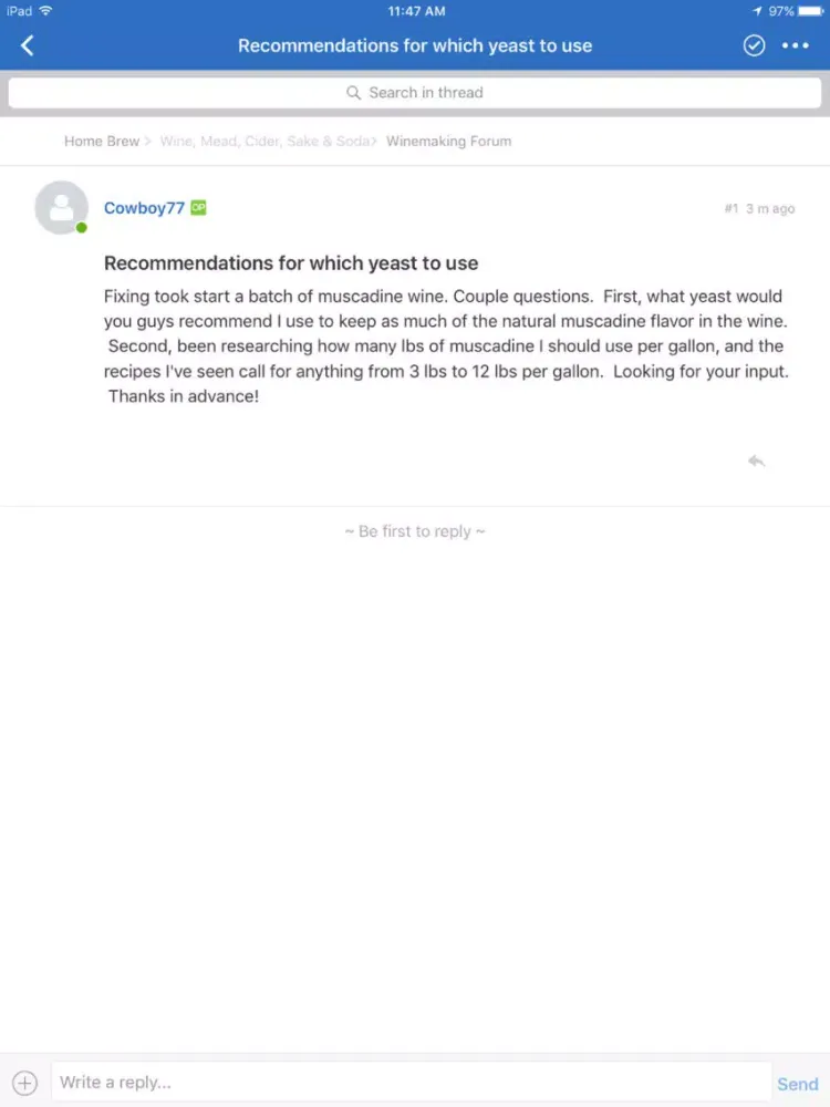 Ảnh chụp màn hình của HomeBrewTalk Mobile Forum iPad 