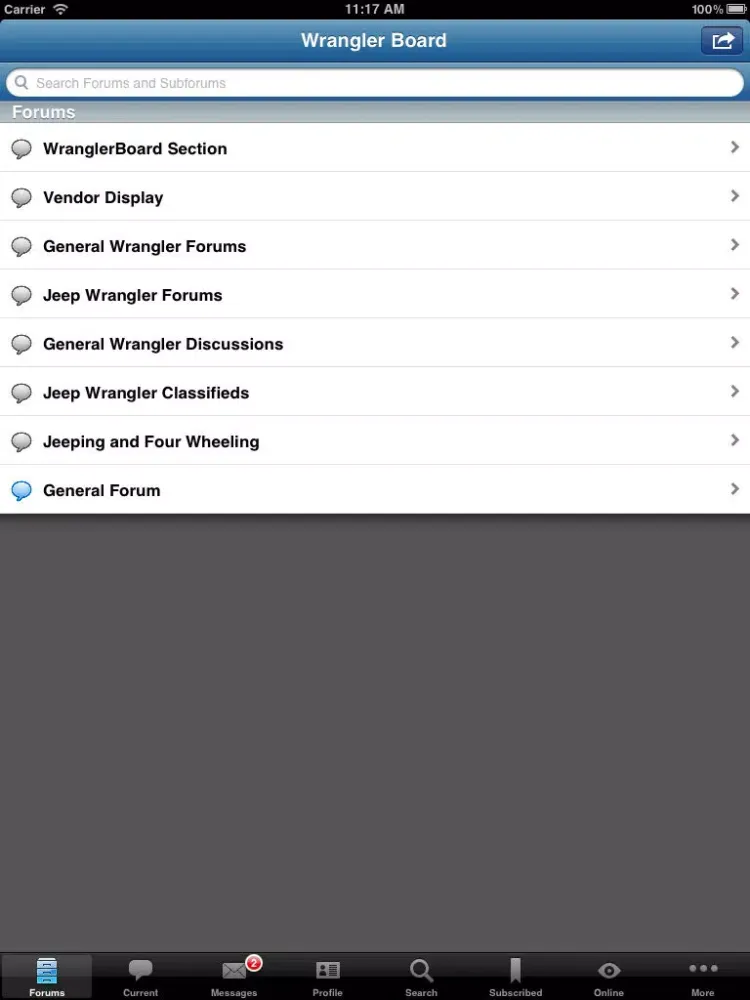 Jeep Wrangler Forum WranglerBoard iPad 应用截图