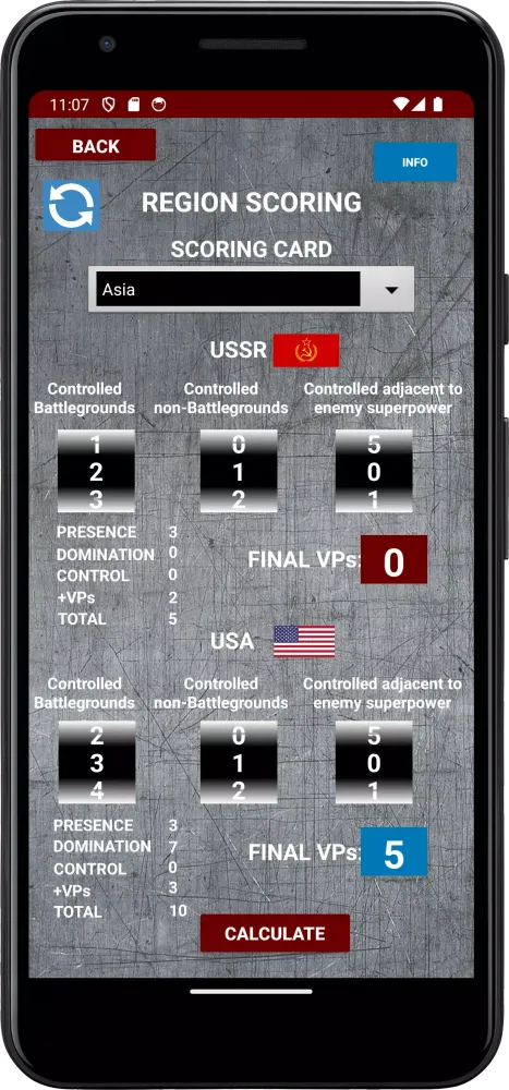 Tangkapan skrin Twilight Struggle Calculator