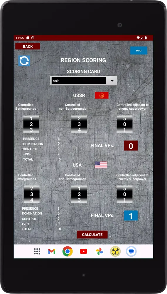 Tangkapan skrin Twilight Struggle Calculator