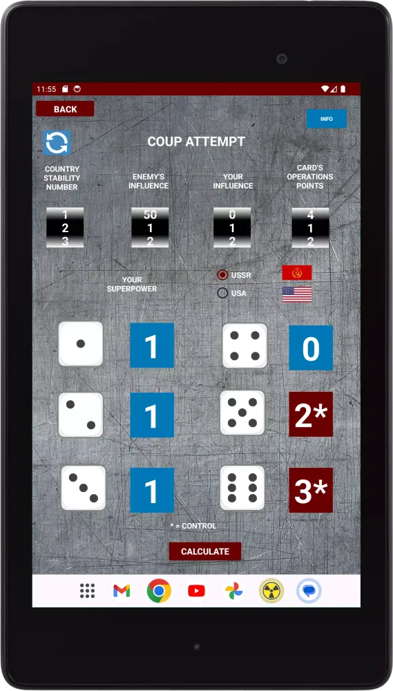 Tangkapan skrin Twilight Struggle Calculator