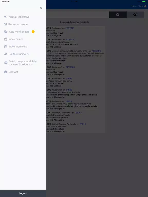 Capturas de pantalla de Lex Progam Legislativ iPad 