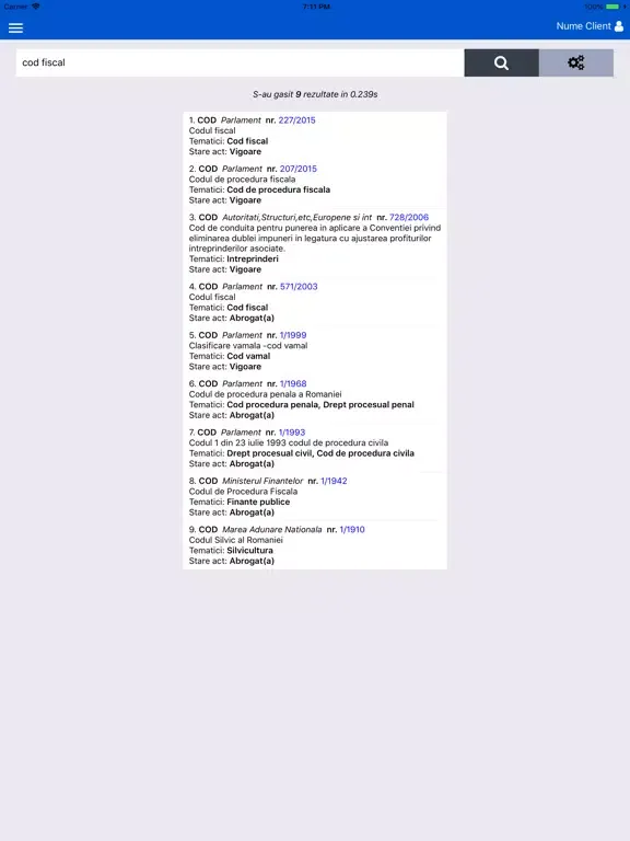 Screenshot di Lex Progam Legislativ iPad 