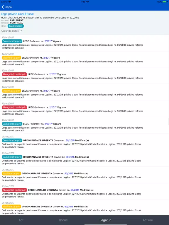 Capturas de pantalla de Lex Progam Legislativ iPad 