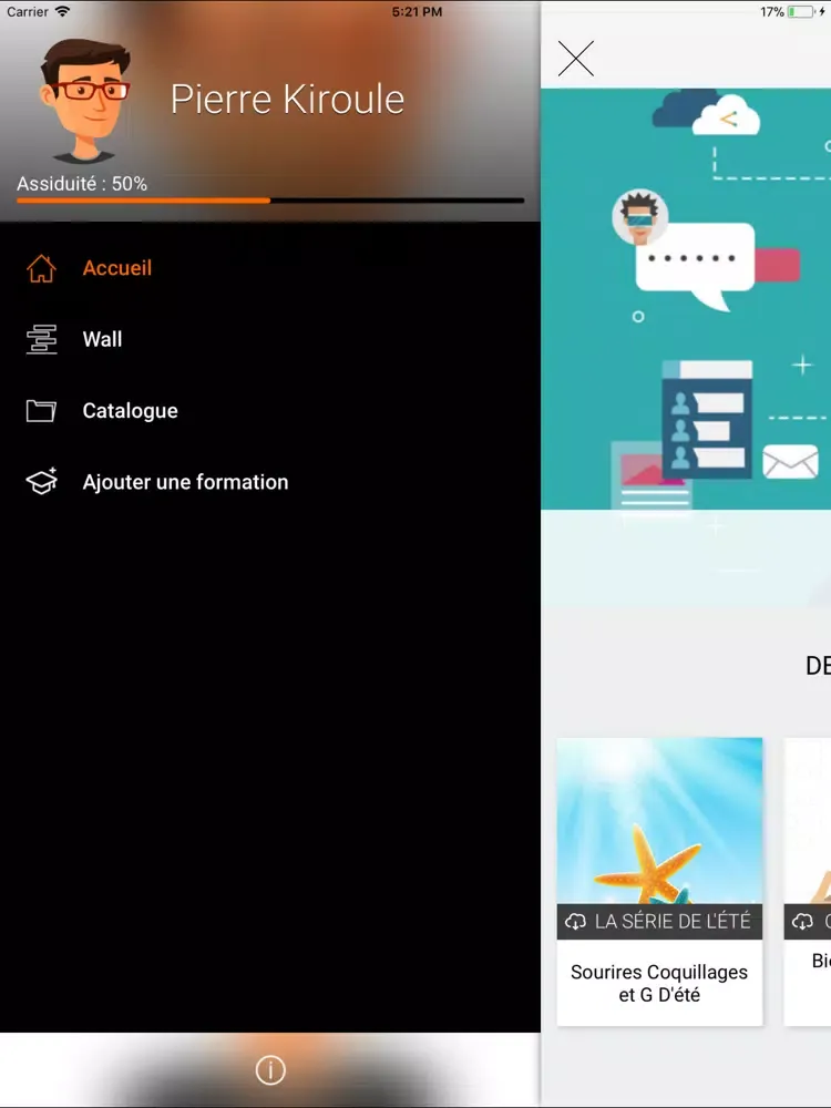 Capturas de tela do campus mobile iPad 
