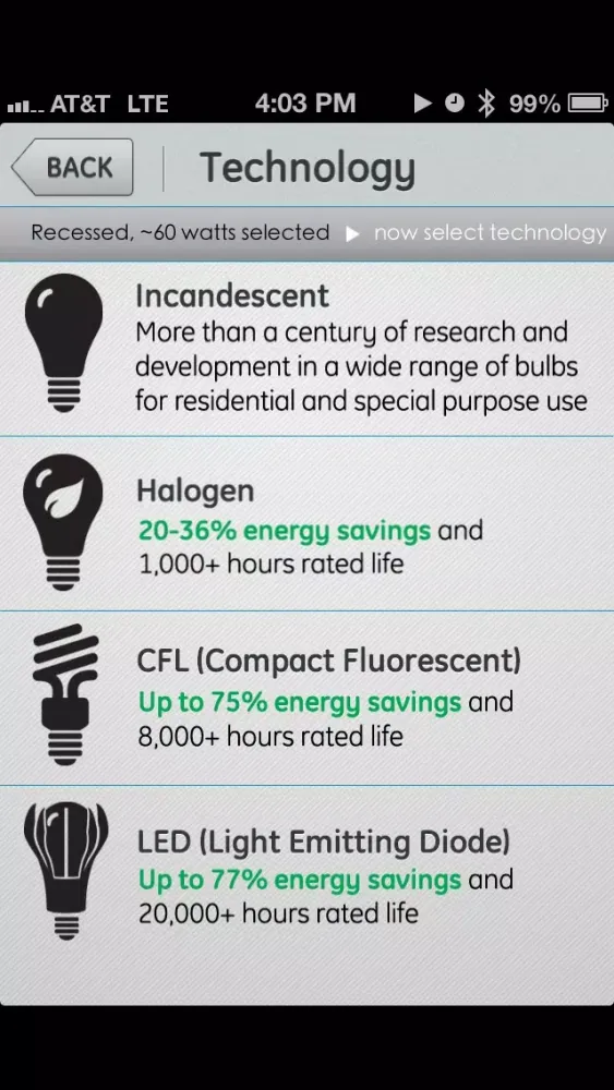 Capturas de pantalla de GE Walmart Bulb Finder