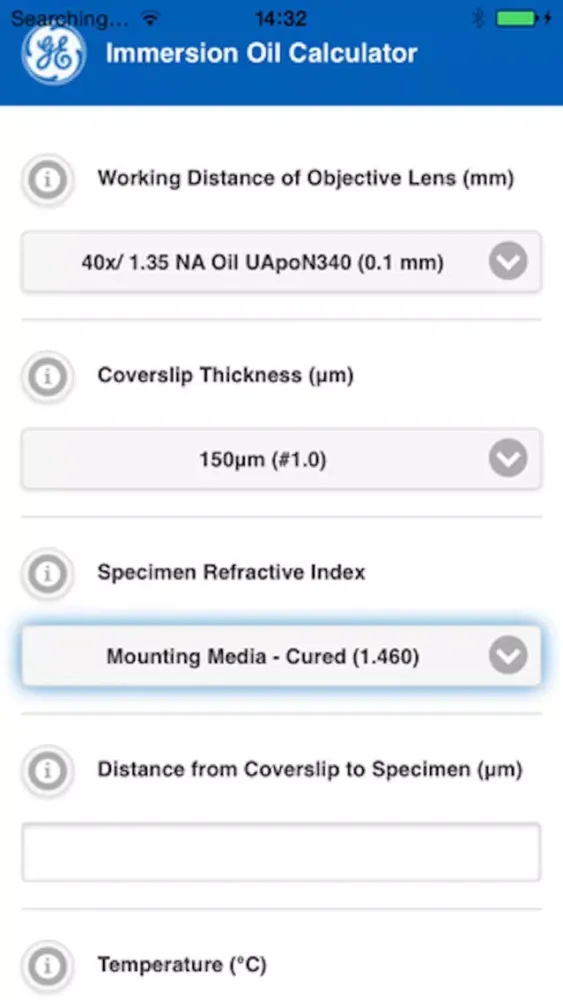 Captures d'écran de Immersion Oil Calculator