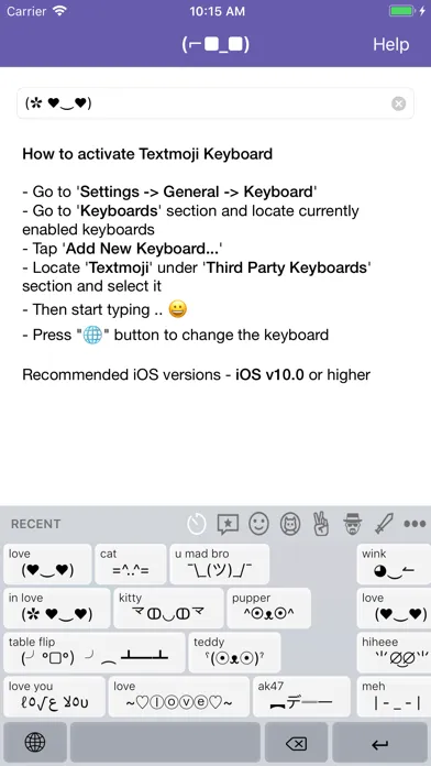 Tangkapan skrin Textmoji - Unicode Arts