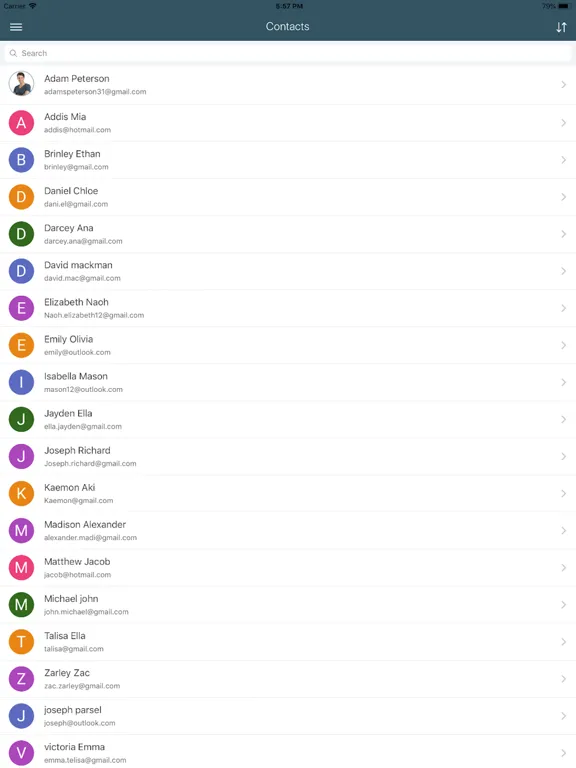 Capturas de tela do AstroContacts iPad 