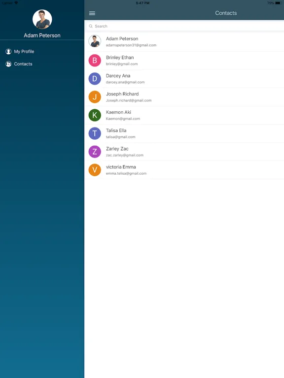 Capturas de tela do AstroContacts iPad 