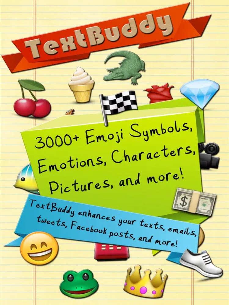Text Buddy - An Email and Text Enhancement App - Emojis, Emoticons, Characters, & More! iPad 应用截图