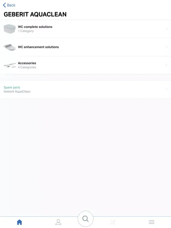 Capturas de tela do Geberit Pro iPad 
