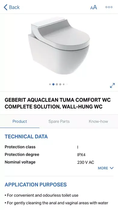 Capturas de tela do Geberit Pro