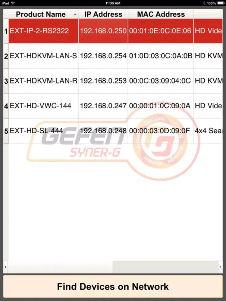 Скриншоты Gefen Discovery Tool iPad 