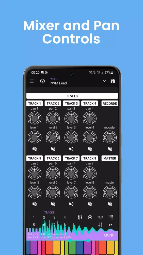 Tangkapan layar Digitron Synthesizer
