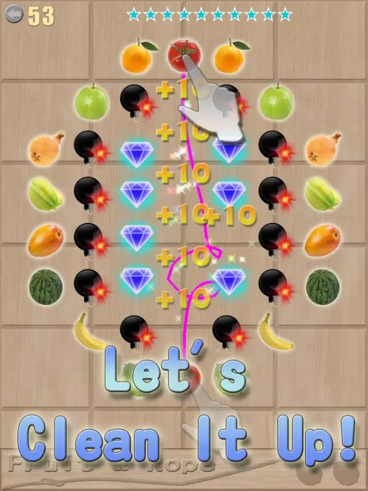 Capturas de tela do Friut & Rope iPad 