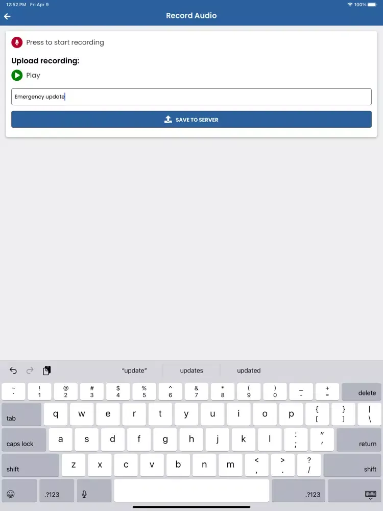 Capturas de tela do GEM PSS Admin Demo iPad 