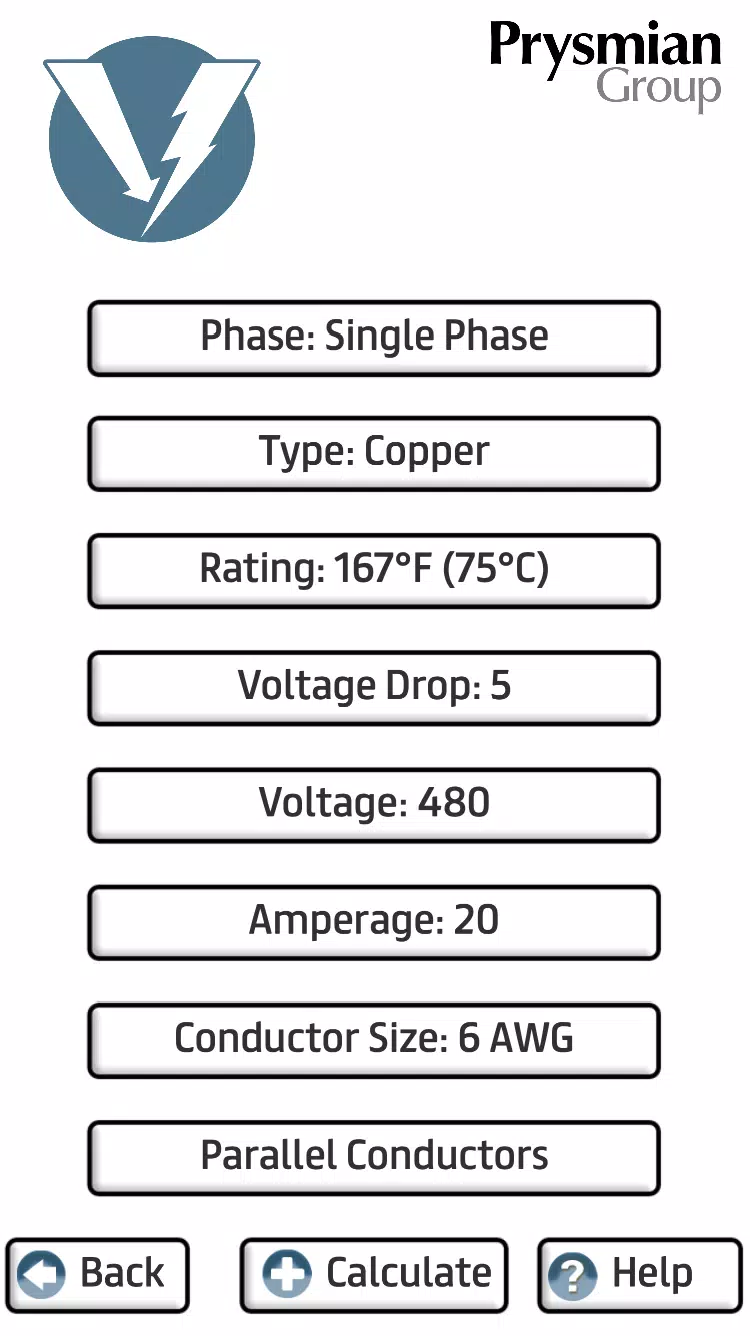 Prysmian Group Voltage Drop Screenshots