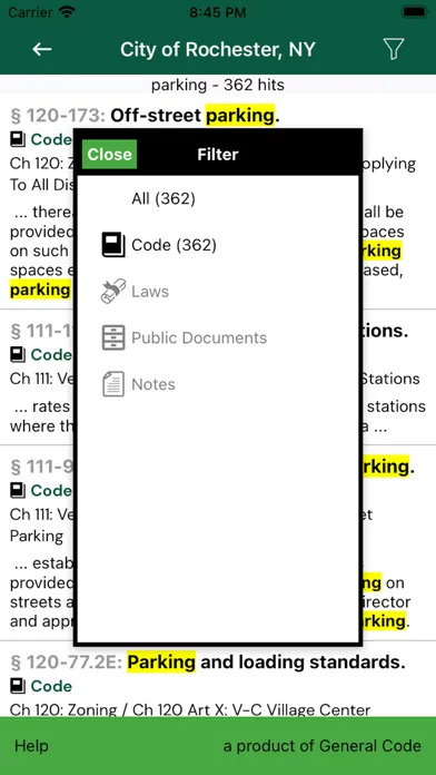 Screenshot di eCode Search