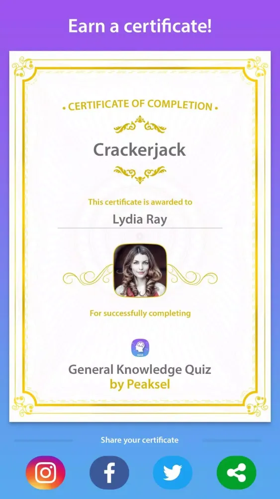 General Knowledge Quiz Screenshots
