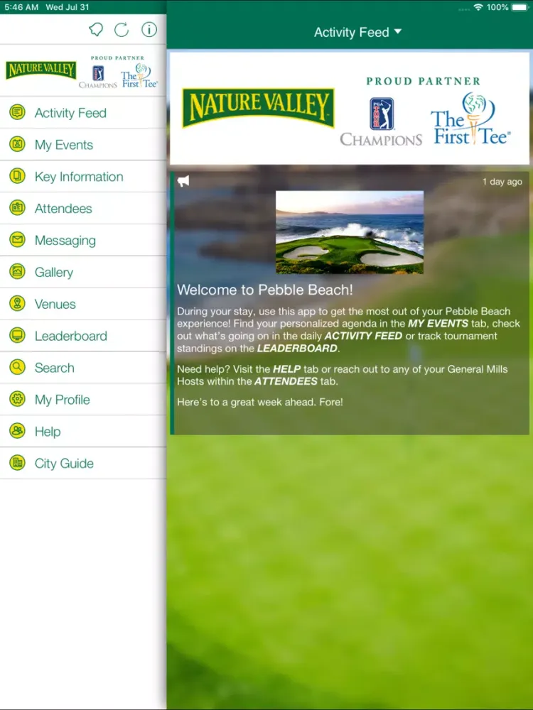 Nature Valley Pebble Beach '19 iPad 应用截图