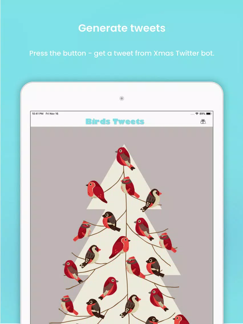 Tangkapan layar Xmas Birds Tweets CreaLite bot iPad 