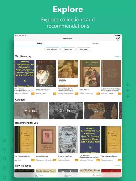 Gutenberg Ebook Reader iPad  Ekran Görüntüleri