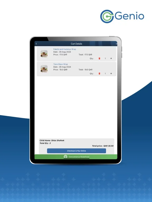 Tangkapan skrin Genio iPad 