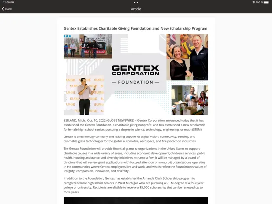 Tangkapan layar My Gentex iPad 