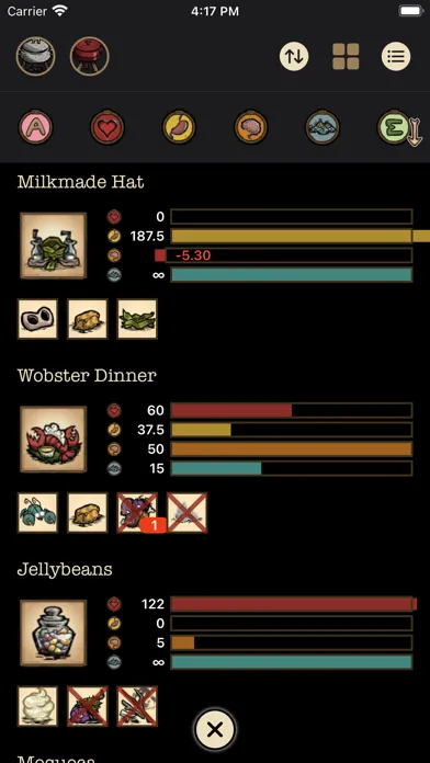 Ảnh chụp màn hình của Don't Starve Cookbook